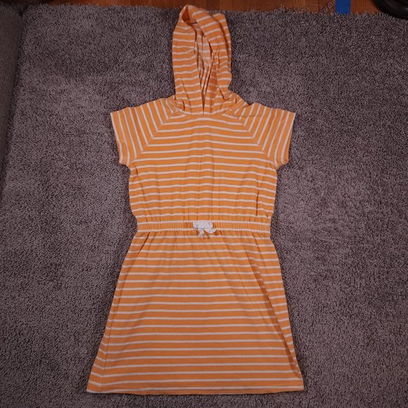 Hanna Andersson Hoodie Coverup Girls Size 160 US 14-16 Terry Striped Swim - Picture 1 of 12